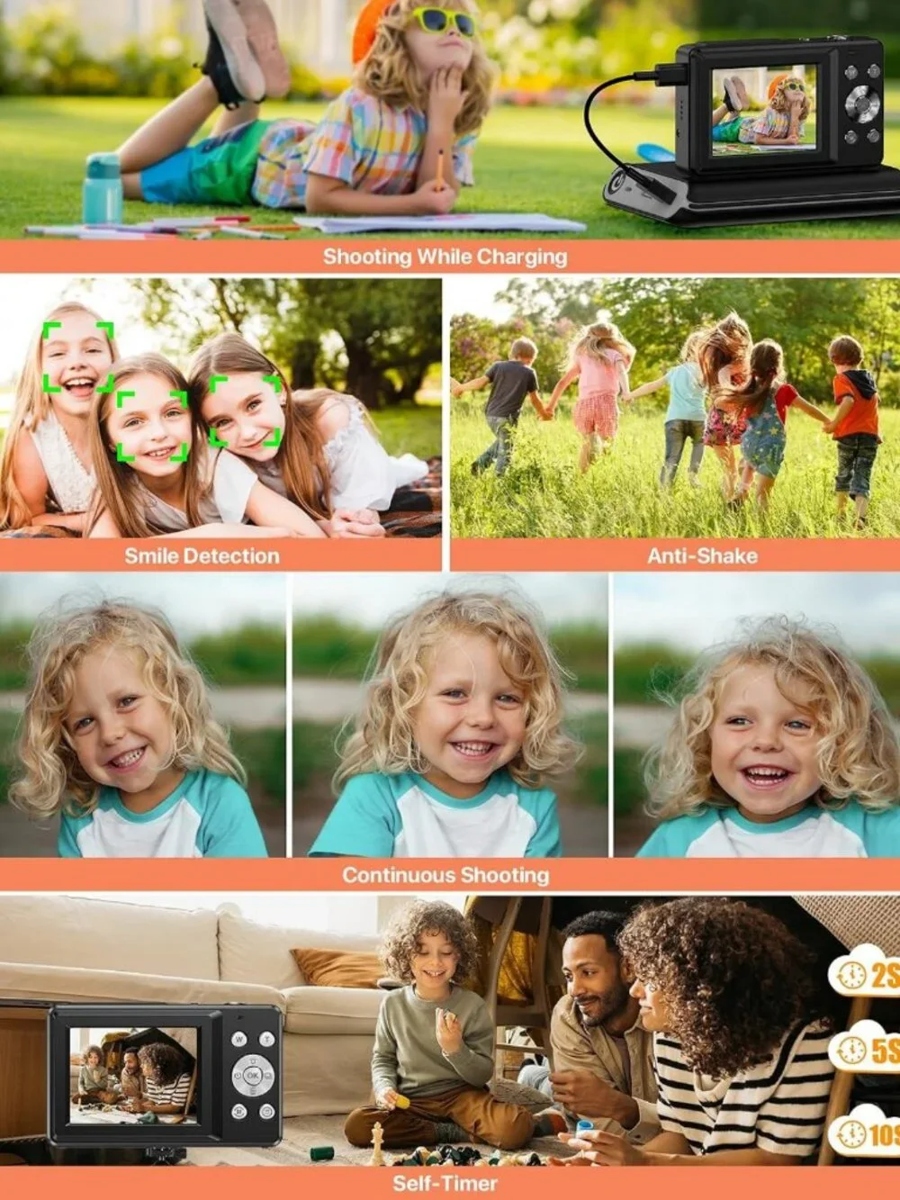 FHD 1080P Digital Camera for Teens & Kids - Compact, Anti-Shake, 16X Zoom